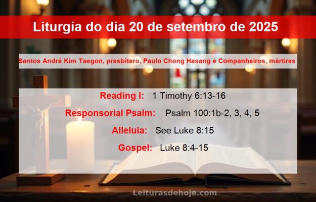 Liturgia do dia 20 de setembro de 2025